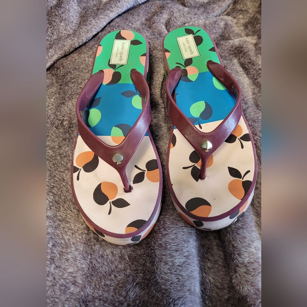 Pre-loved Kate Spade Rio Platform Wedge Flip Flops 9b and Pink Flip Flops